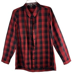 The Limited Plaid Button Down Shirt Red Black Long Sleeve L ranch Academia 61-17
